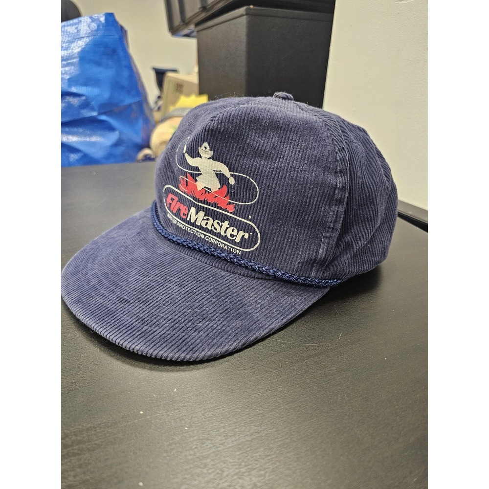 FireMaster Mohr's Hat Cap Snap Back‎ Blue Corduroy Mens One Size Advertising